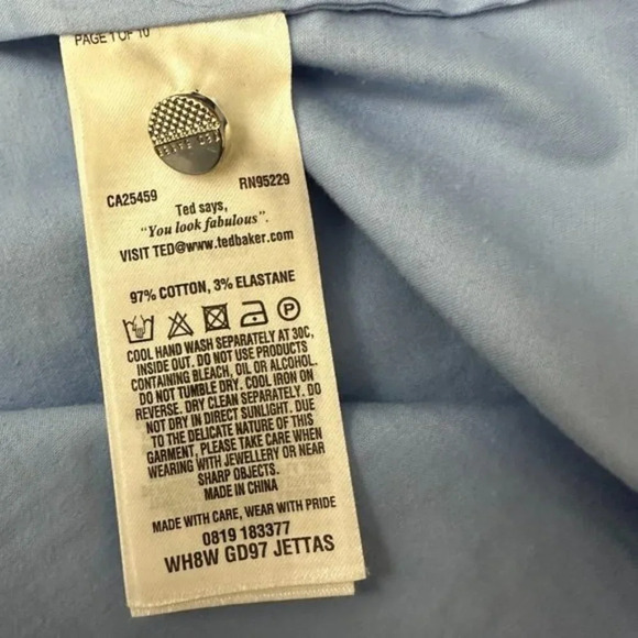 Ted Baker Jettas Embroidered Cold Shoulder Dress Baby Blue Size 1 - Picture 9 of 16